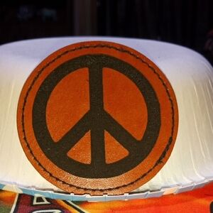 Leather Brown and Black Peace Sign Patch